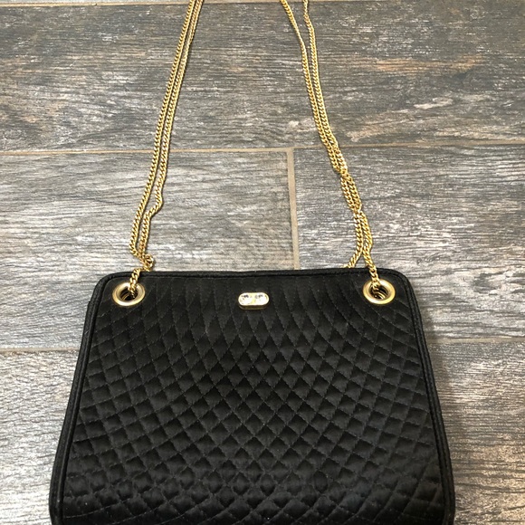 Vintage Bally clutch satin purse with gold chain - Picture 2 of 7